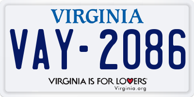 VA license plate VAY2086