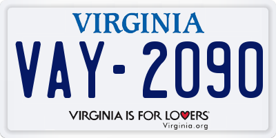 VA license plate VAY2090