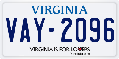 VA license plate VAY2096