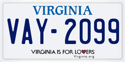 VA license plate VAY2099