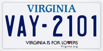 VA license plate VAY2101