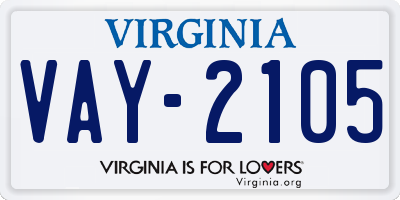 VA license plate VAY2105
