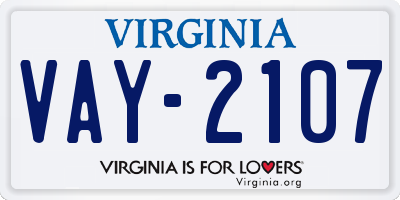 VA license plate VAY2107