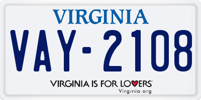 VA license plate VAY2108