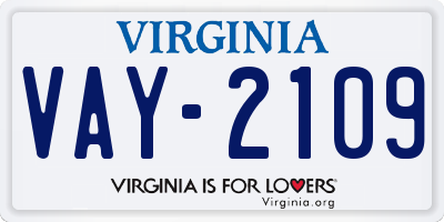 VA license plate VAY2109