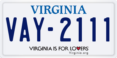 VA license plate VAY2111