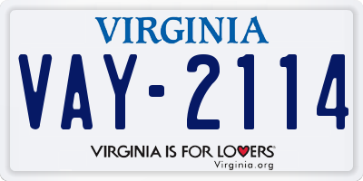 VA license plate VAY2114