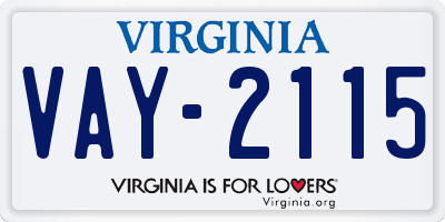 VA license plate VAY2115