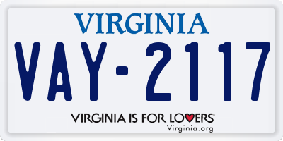 VA license plate VAY2117