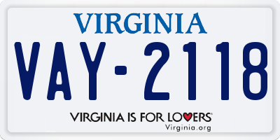 VA license plate VAY2118
