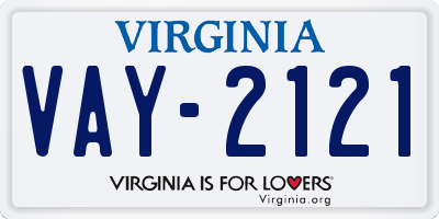 VA license plate VAY2121