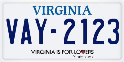 VA license plate VAY2123