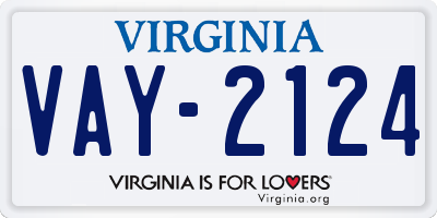 VA license plate VAY2124