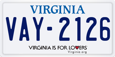 VA license plate VAY2126