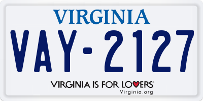 VA license plate VAY2127