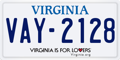 VA license plate VAY2128