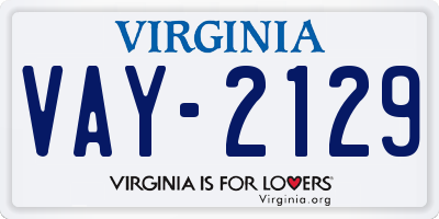 VA license plate VAY2129
