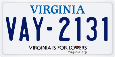 VA license plate VAY2131