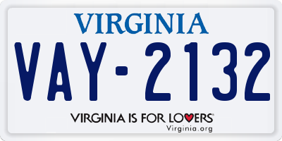VA license plate VAY2132
