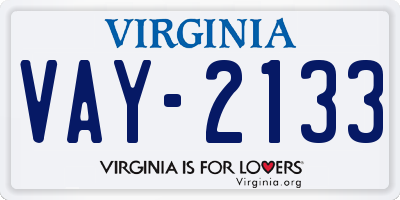 VA license plate VAY2133