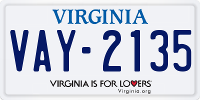 VA license plate VAY2135