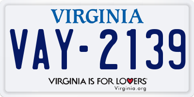 VA license plate VAY2139
