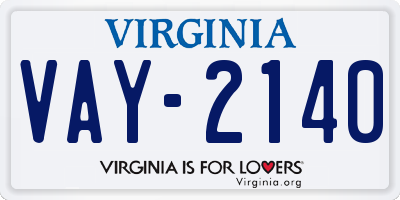 VA license plate VAY2140