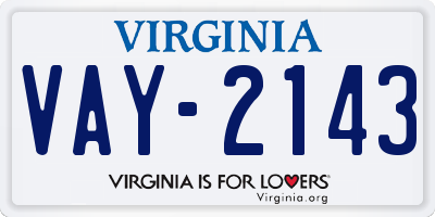VA license plate VAY2143