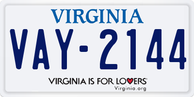 VA license plate VAY2144