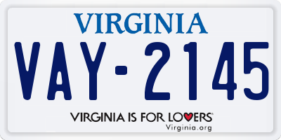 VA license plate VAY2145