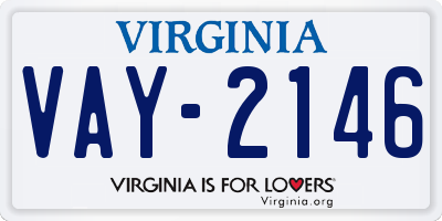 VA license plate VAY2146