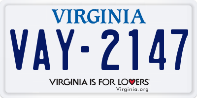 VA license plate VAY2147