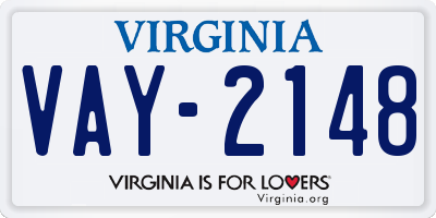 VA license plate VAY2148