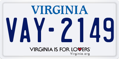 VA license plate VAY2149