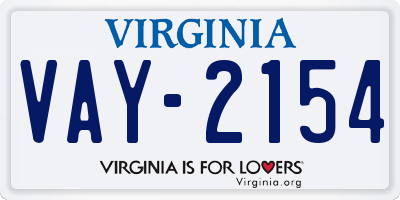 VA license plate VAY2154