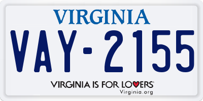 VA license plate VAY2155