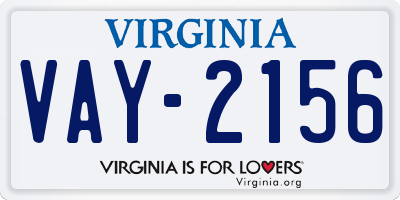 VA license plate VAY2156
