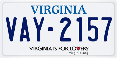 VA license plate VAY2157