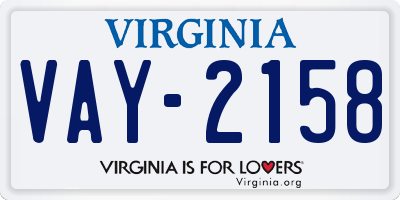 VA license plate VAY2158