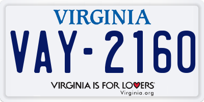 VA license plate VAY2160
