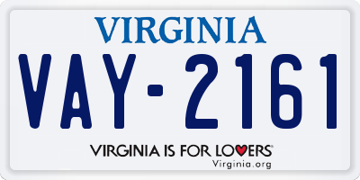 VA license plate VAY2161