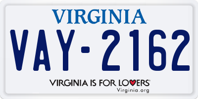 VA license plate VAY2162