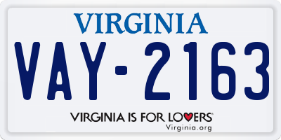 VA license plate VAY2163