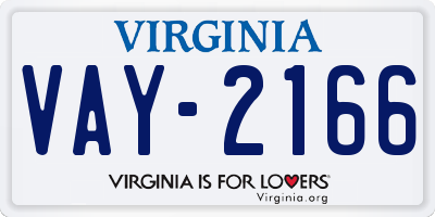 VA license plate VAY2166