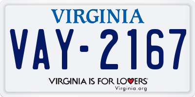 VA license plate VAY2167