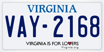 VA license plate VAY2168