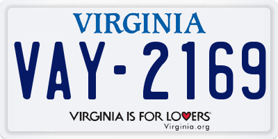 VA license plate VAY2169
