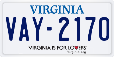 VA license plate VAY2170