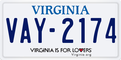 VA license plate VAY2174