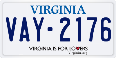 VA license plate VAY2176